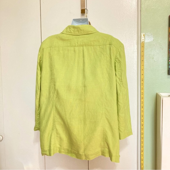 CHICOS Blazer Jacket Linen Highlighter Neon Green Lightweight Womens Extra Large - Picture 6 of 13